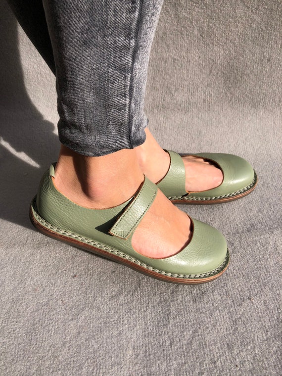 Trippen 37 Flat Mary Jane Mint Aquamarine Ballerina Hippie - Etsy