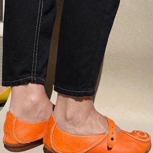 Trippen 36 Ballerinas Mary Janes Flat Orange Shoes Women Flat Summer Shoes Women Leather Application Orange Leather Bild 2