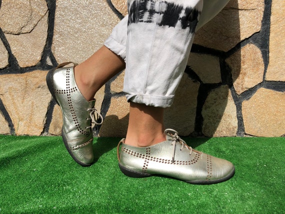 Fabulous Trippen Flat Shoes Silver Leather EU 38
