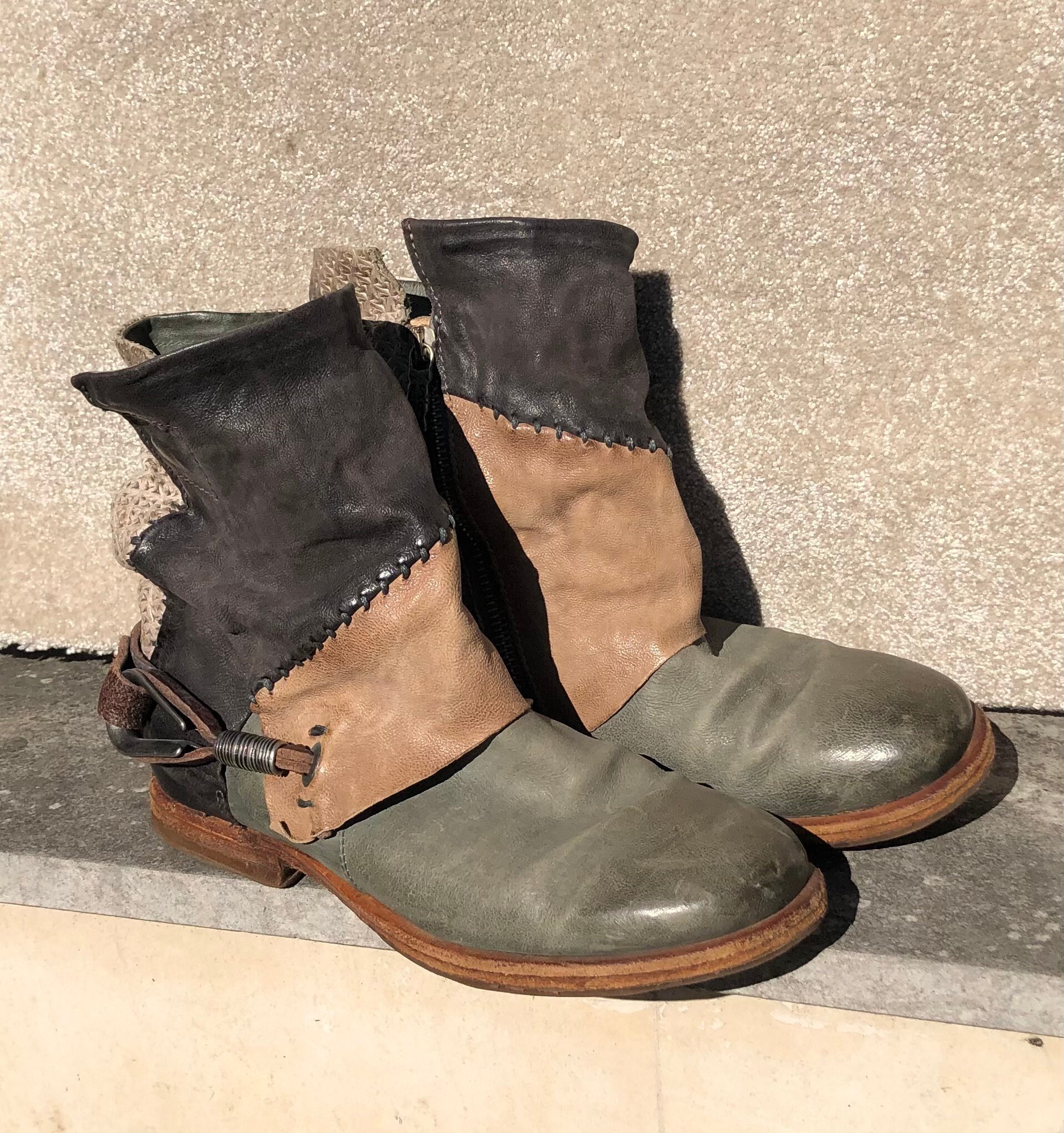 A.S.98 Airstep 37 Boots Flat Patchwork Boots Hippie Boots Women Festival Boots Women Mint Brown Beige Leather Etsy
