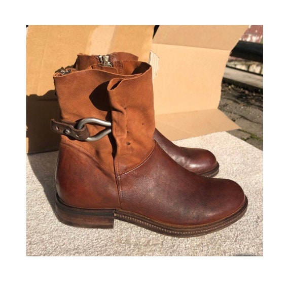 cognac boots flat