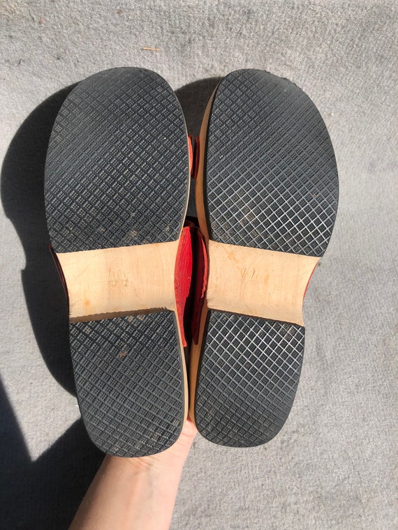 Trippen 42 Zen Sandals Flat Wooden Sole Red Leath… - image 6