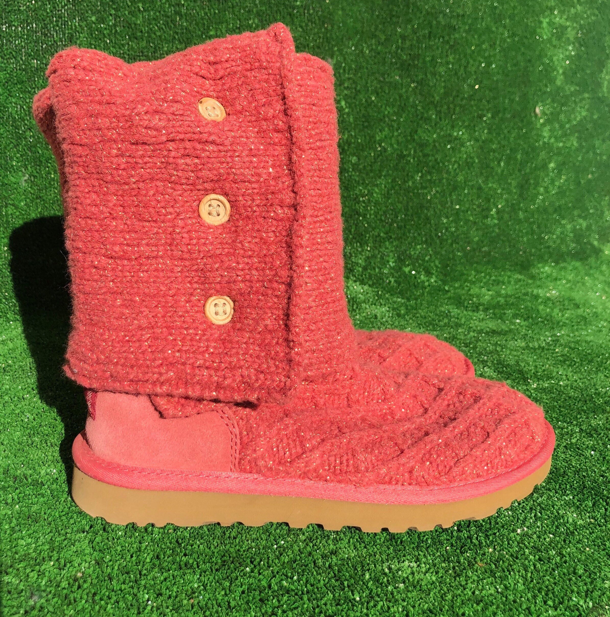 UGG 38 Boots Female Women Knit Light Pink Wool - Etsy