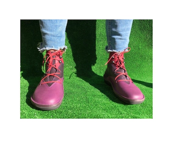 Loints of Holland 36 Boots Lace Up Patchwork Handmade Purple - Etsy België