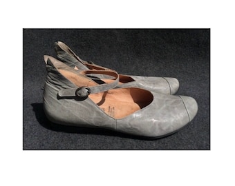 Think! 42 Ballerinas Comfortable Flat Shoes Large Size Women Shoes Slingback Ballerinas Comfortable Shoes Women Grey Leather