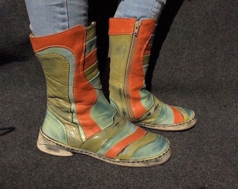 SALE EU 36 Colourful leather boots flat