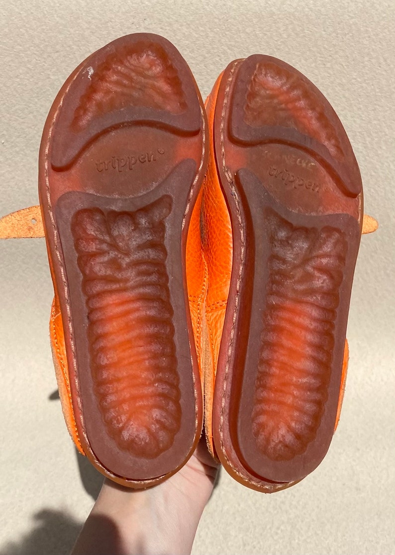 Trippen 36 Ballerinas Mary Janes Flat Orange Shoes Women Flat Summer Shoes Women Leather Application Orange Leather Bild 8