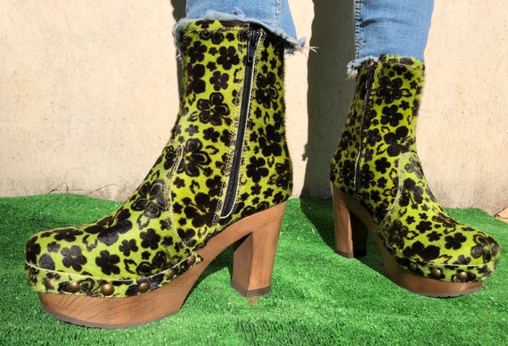 Grünbein Calf Hair Printed Green Boots EU 36