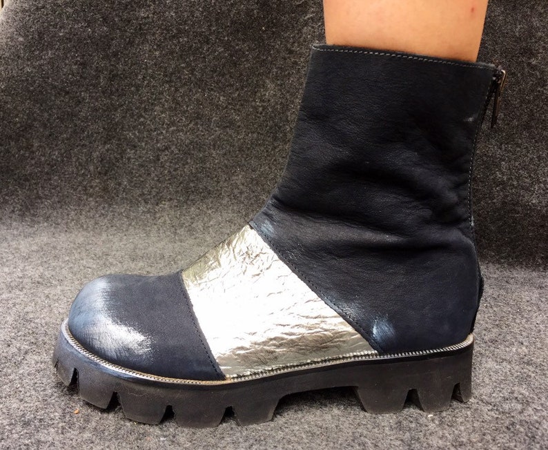 silver biker boots