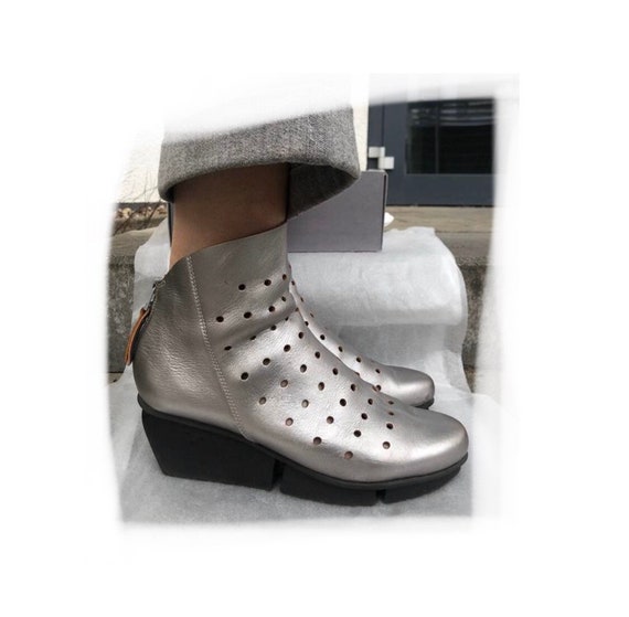 Trippen Boots Genuine Leather Silver EU 43