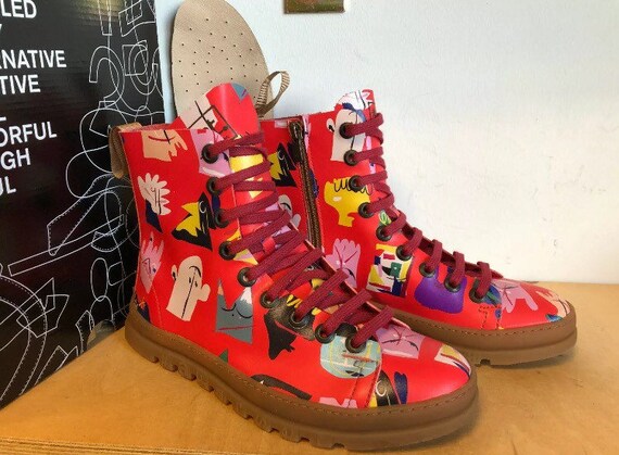 Crazy Laced Comic Biker Boots EU37