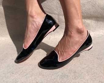 Saint-Honoré Paris 36 Ballerinas Elegant Office Business Shoes Patent Leather Black