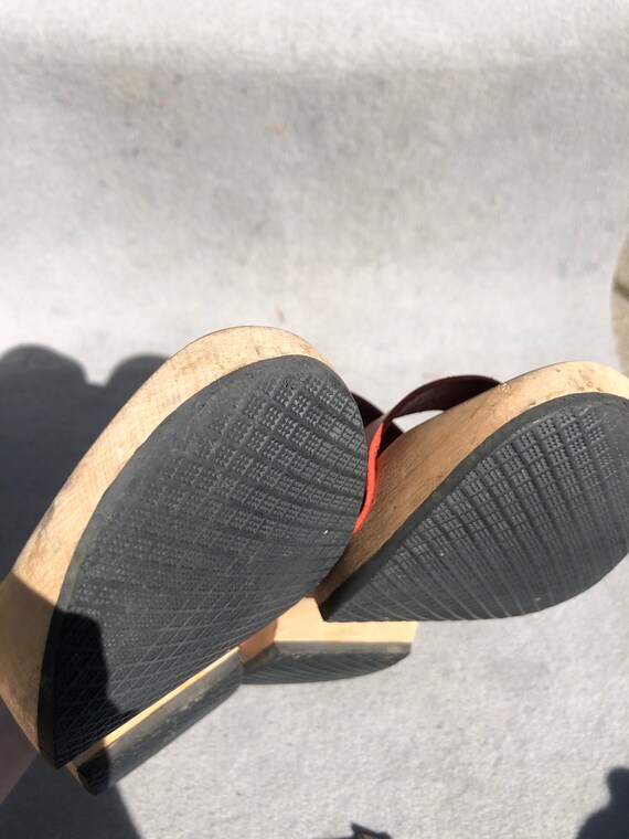 Trippen 42 Zen Sandals Flat Wooden Sole Red Leath… - image 7