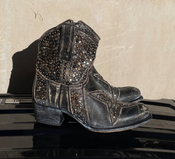 Grey studded boots hotsell