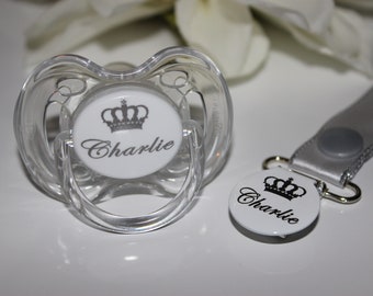 PERSONALISED DUMMY AVENT *BOW* DUMMY AND DUMMY CLIP *CAN BE STERILISED*