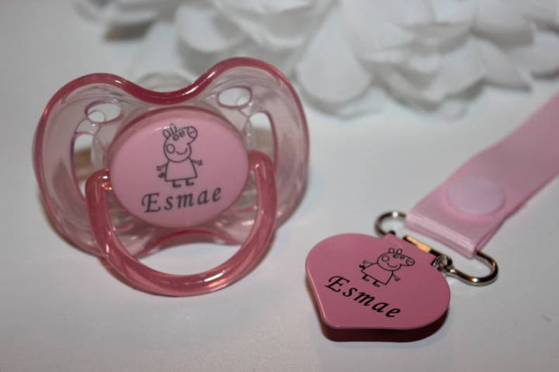 PERSONALISED DUMMY *CHERRY TEAT* DUMMY AND DUMMY CLIP *CAN BE STERILISED* RED