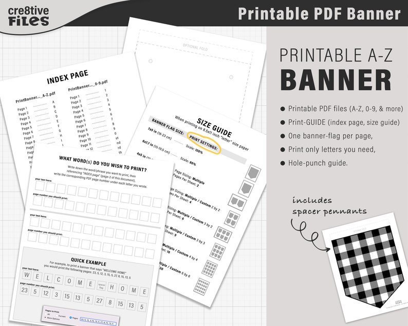 Printable Plaid Banner PDF Alphabet Banner Printable PDF Etsy