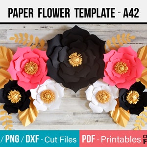 Paper Flower Template / DIY paper flower backdrop SVG template cut files & PDF printable paper flowers / Paper Flower Wall