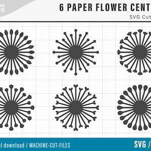 Centri fiori di carta SVG / Centri fiori di carta / svg png dxf / Flower Center DIGITAL Cut Files / SVG Flower Centers