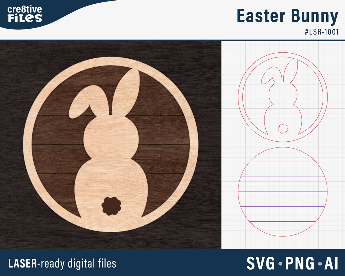 Laser Cut Easter Bunny SVG Laser Cut Circle Design Laser | Etsy