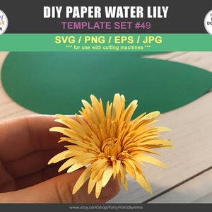 SVG/PNG Water Lily Template, DIY Paper Water Lily, Paper Water Lily Template, giant paper flowers, cricut, silhouette, diy paper flowers image 4
