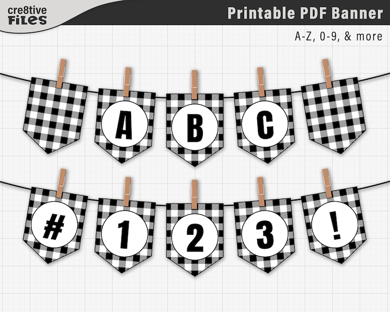 Printable Plaid Banner PDF Alphabet Banner Printable PDF Etsy