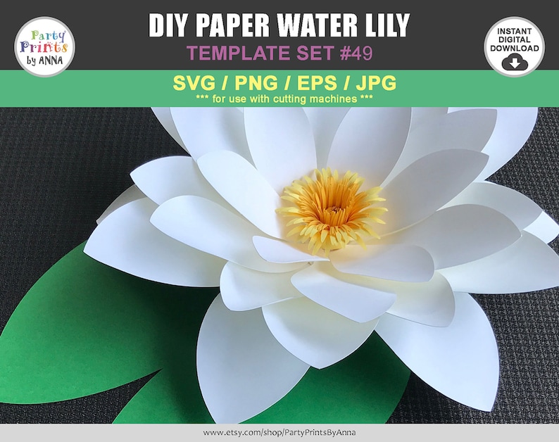 SVG/PNG Water Lily Template DIY Paper Water Lily Paper Water - Etsy