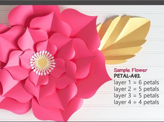 50 Pdf Printable Paper Flower Petal Templates Diy Large Paper Etsy