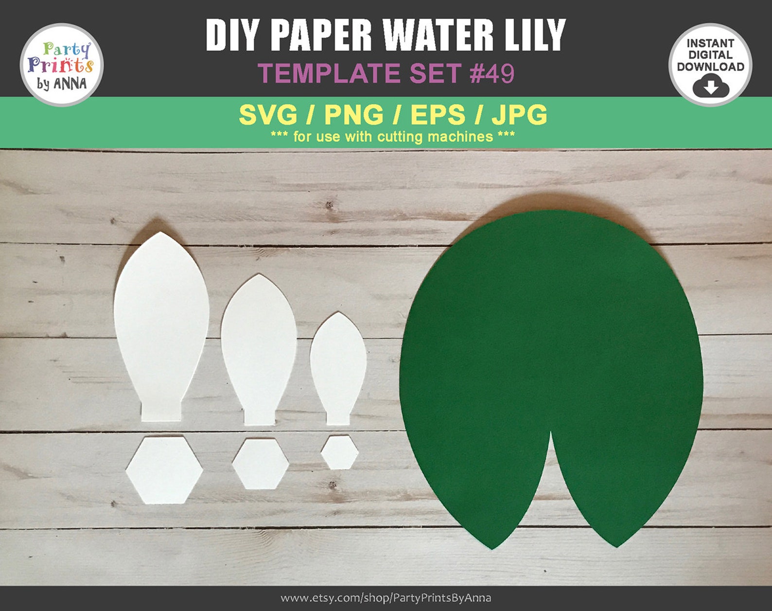 SVG/PNG Water Lily Template DIY Paper Water Lily Paper Etsy