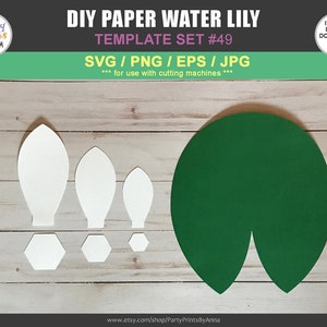 SVG/PNG Water Lily Template, DIY Paper Water Lily, Paper Water Lily Template, giant paper flowers, cricut, silhouette, diy paper flowers image 3