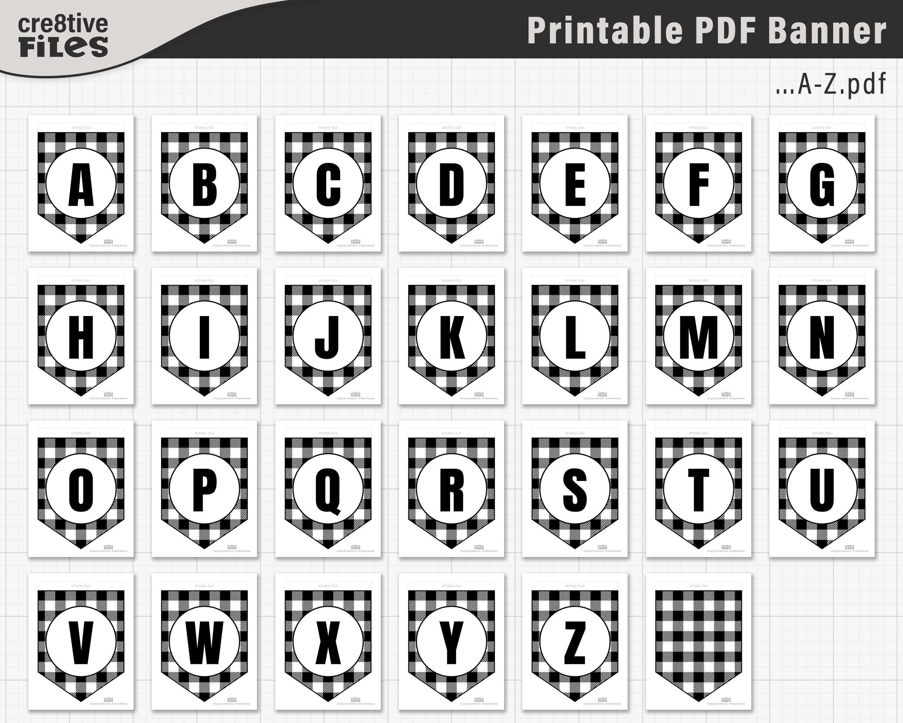 Printable Plaid Banner PDF Alphabet Banner Printable PDF Etsy
