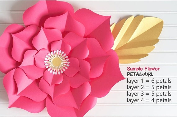 Set of 4 Large Flower Templates - Paper Flower Patterns- PDF and