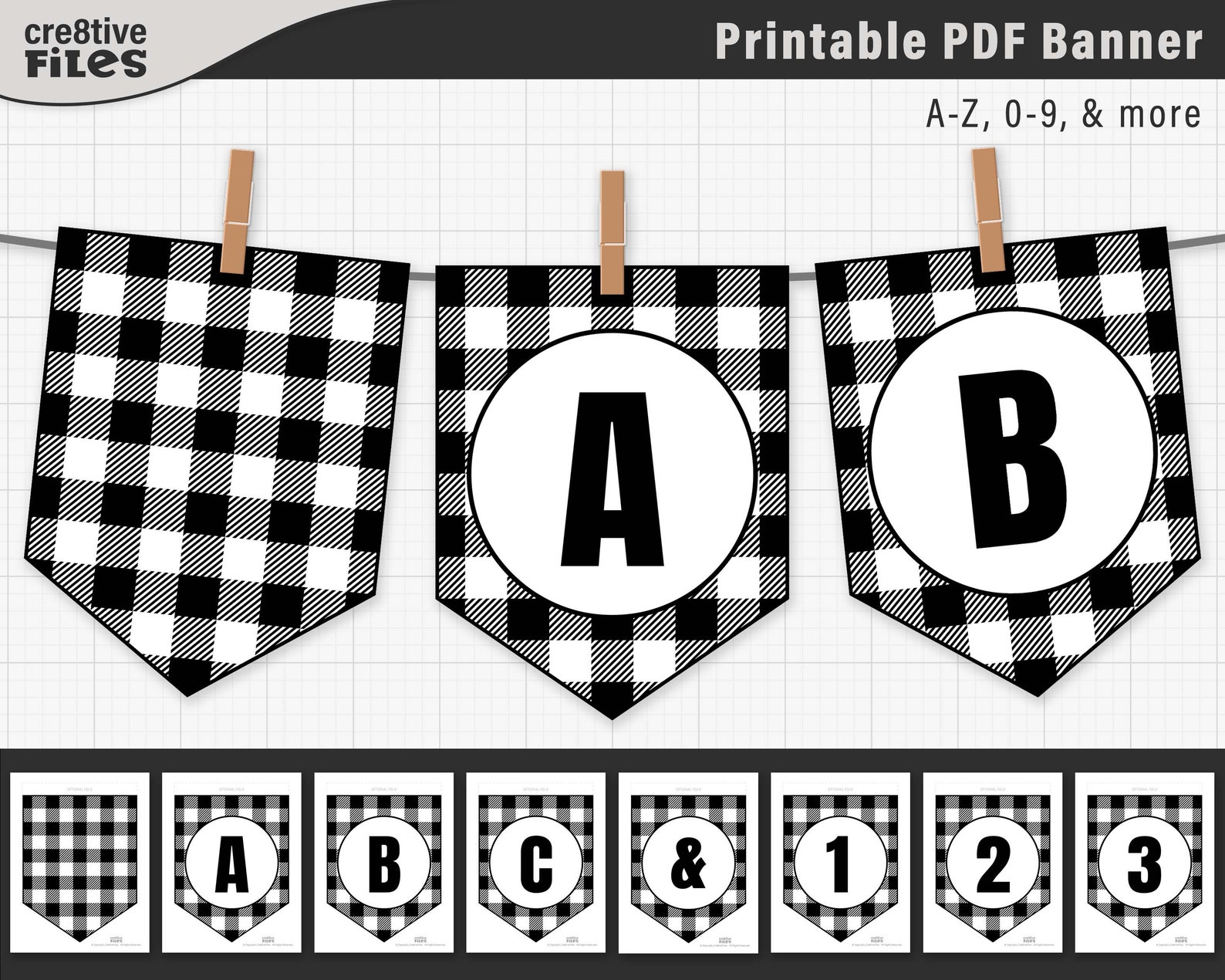 Printable Plaid Banner PDF Alphabet Banner Printable PDF Etsy