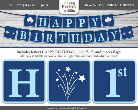 navy blue printable happy birthday banner square printable etsy printable happy birthday banner letters
