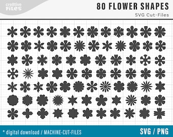 SVG Flower shapes / 80 Vector Flowers / SVG Flower templates / flower cut files / cricut, silhouette / floral svg / flower svg png files