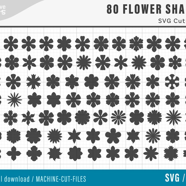 SVG Blume Formen / 80 Vektor Blumen / SVG Blumenvorlagen / Blume geschnitten Dateien / Cricut, Silhouette / Blumen Svg / Blume Svg Png-Dateien