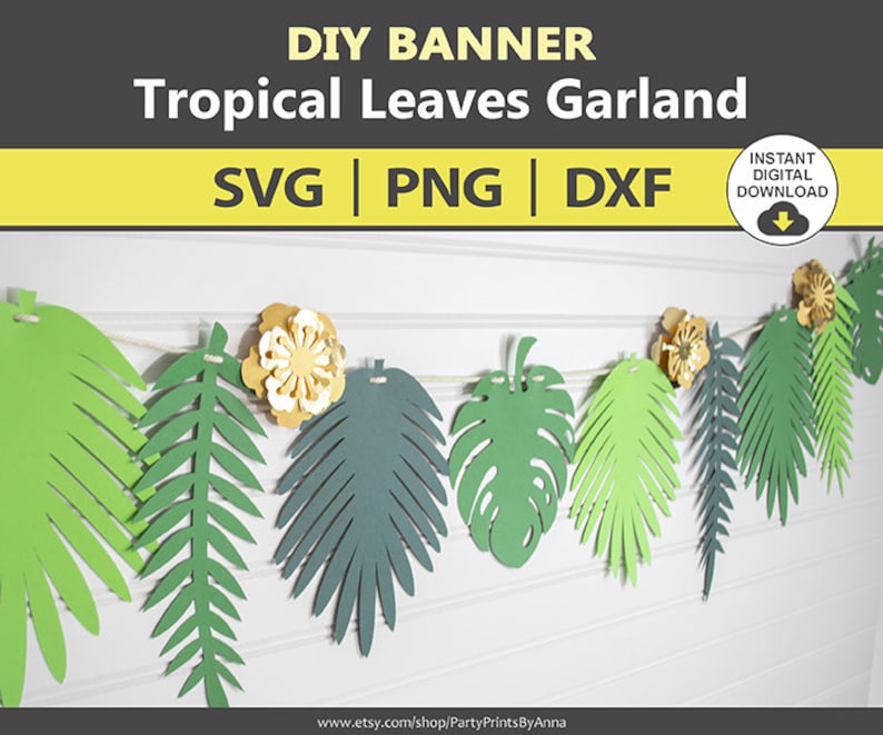 Download Tropical Leaves Banner SVG Cut Files / tropical luau DIY ...