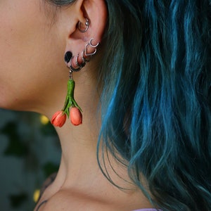 Handmade tulip earrings for women, flower earrings for gifts, beautiful earrings for women, handmade pink flower earrings, Tulip earrings,