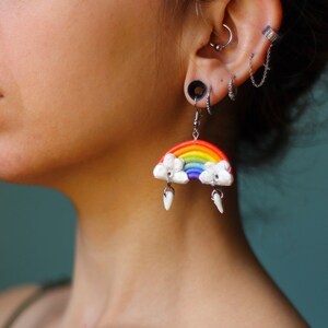 Pendientes de arcoiris, Pendientes rainbow, Pendientes de nube, Pendientes de colores, Pendientes hippie para regalo, Joyeria hippie,