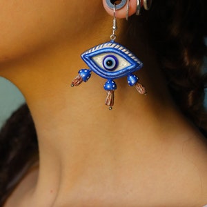 Pendientes de ojo, Joyería de ojos, Pendientes hippies, Regalo para chica hippie, Pendientes de festival, Joyería psicodélica, Ojo protector