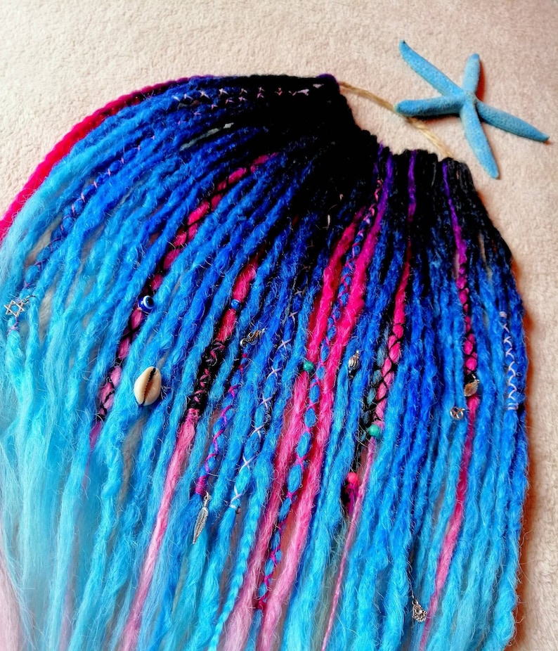 Synthetic blue dreadlocks extensions Mermaid dreadlocks, Festival dreadlocks Blue Cyberdreads Dreadlocks decorations