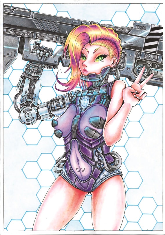 Draw cyberpunk pop art anime characters by Jeffreyzico