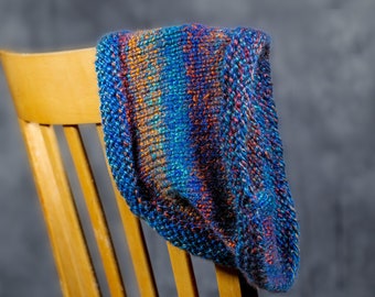 Hand Knit Variegated Jewel Toned Cowl Scarf