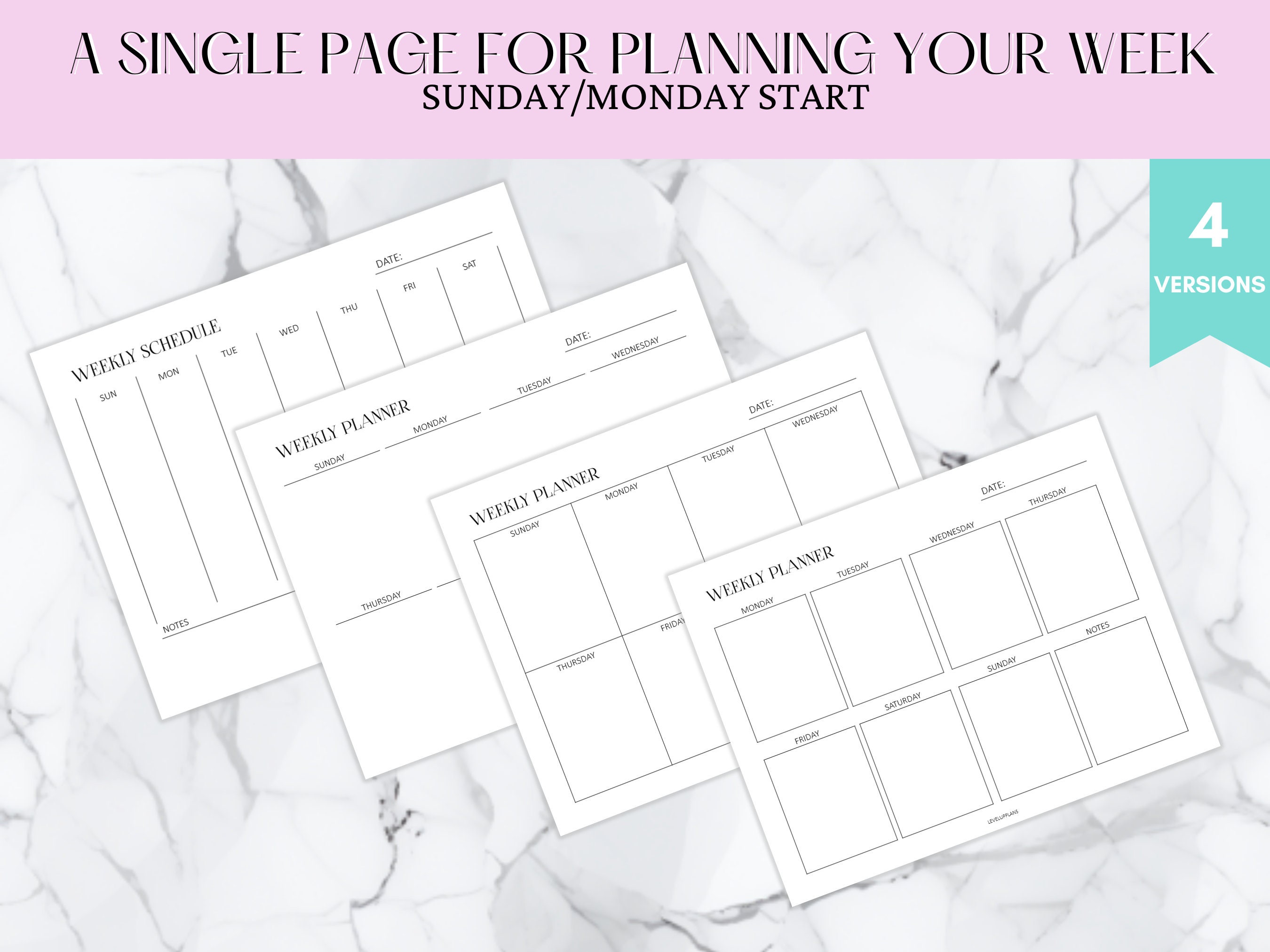 Weekly Planner Printable Landscape Minimalist Weekly - Etsy