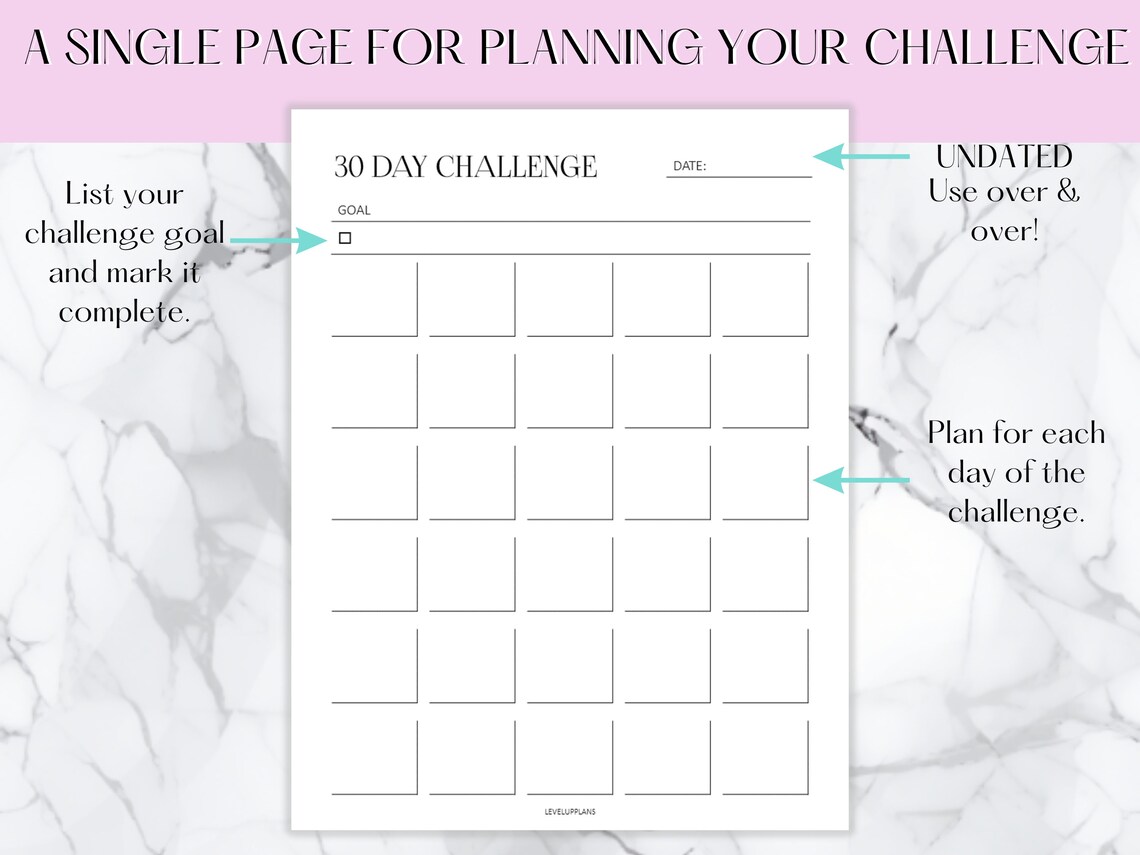 30 Day Challenge Printable Goal Setting Tracker Habit Tracker ...