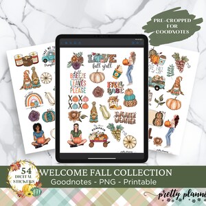 Welcome Fall Digital Planner Stickers | Digital Fall Planning Stickers | Fall Digital Stickers, Pre-cropped for GoodNotes, Printable, PNGs