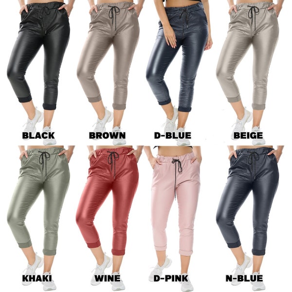 Women Magic Trousers Soft Pants Stretch Comfy Jeggings Italian Bottoms with Pockets for Jogging and Training Workout Streetwear