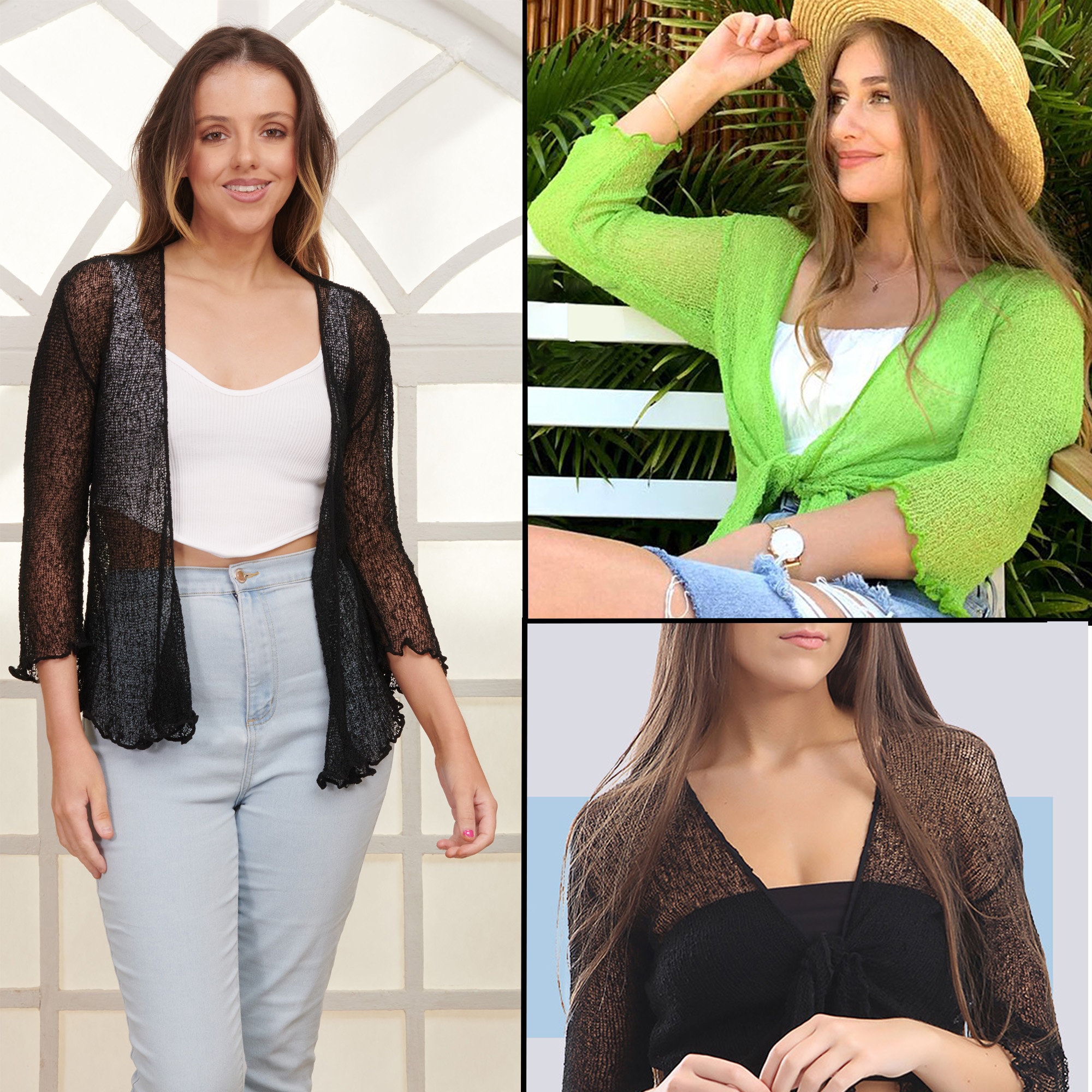 Women 2 Piece Bolero Set Strapless Tube Top Long Sleeve Open Front Bolero  Shrug Crop Top Cardigan 2Pc Shrugs Sets 