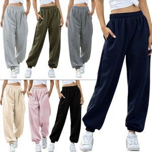 Women Sports Yoga Gym Joggers Pockets Sweatpants Winter Training  Baggy Elastic Waist Trousers for Casual Hip Hop Street Dancers