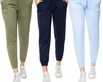 Womens Full Length Close Hem Plain Slim Fit Yoga Sweatpants